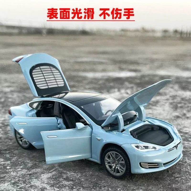 1/32 Tesla Model S 100D SUV coche de juguete modelo Diecast aleación Metal miniatura sonido y luz tirar hacia atrás 1:32 colección regalo para niño chico