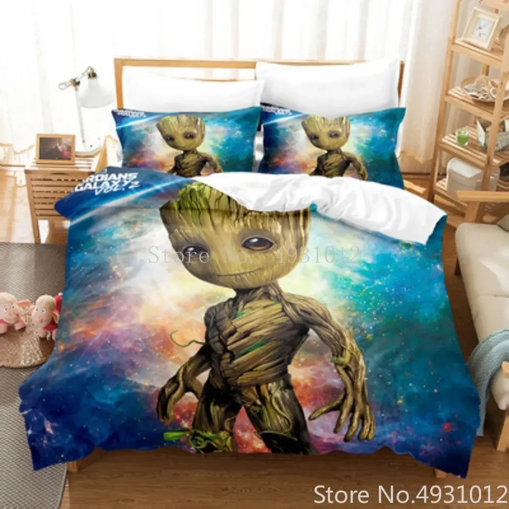 Avengers Hero Series Groot Bedding Set Digital Print 3Pcs Duvet Cover Pillowcase Home Textile Single Double Queen King Bed Size