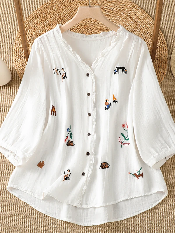 Heavy Embroidery Cotton Linen  - đánh giá và giá Embroidery Cotton Shirt