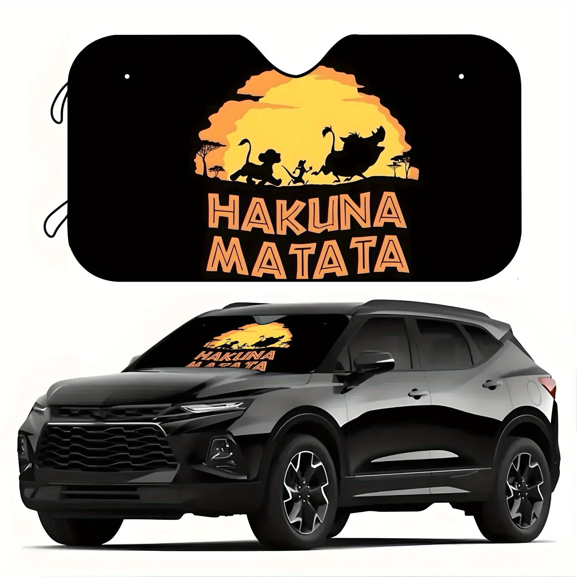 

The Lion King Hakuna Matata Car Sunshade - UV Protection & Anti-Glare Windshield Cover With Vibrant Cartoon Design, Fits Most Ve