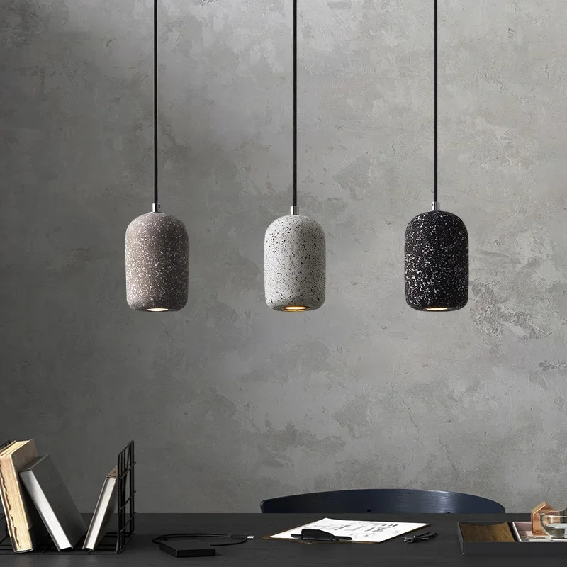 Nordic Industrial Style Cement Pendant Lamp LOFT Restaurant Creative Bar Bedroom Hallway LED Lighting Hanging Light Stone Indoor