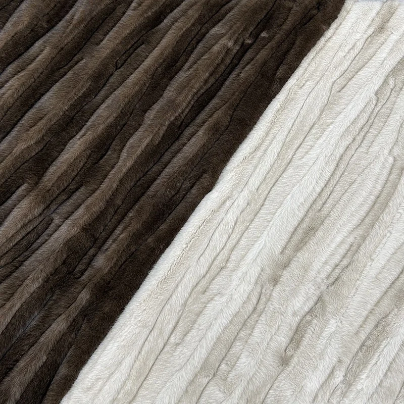 

1yard Luxury Beige Brown Faux Mink Embossed Faux Fur Fabric for patchwork,good felt cloth,Plush carpet mats fabric