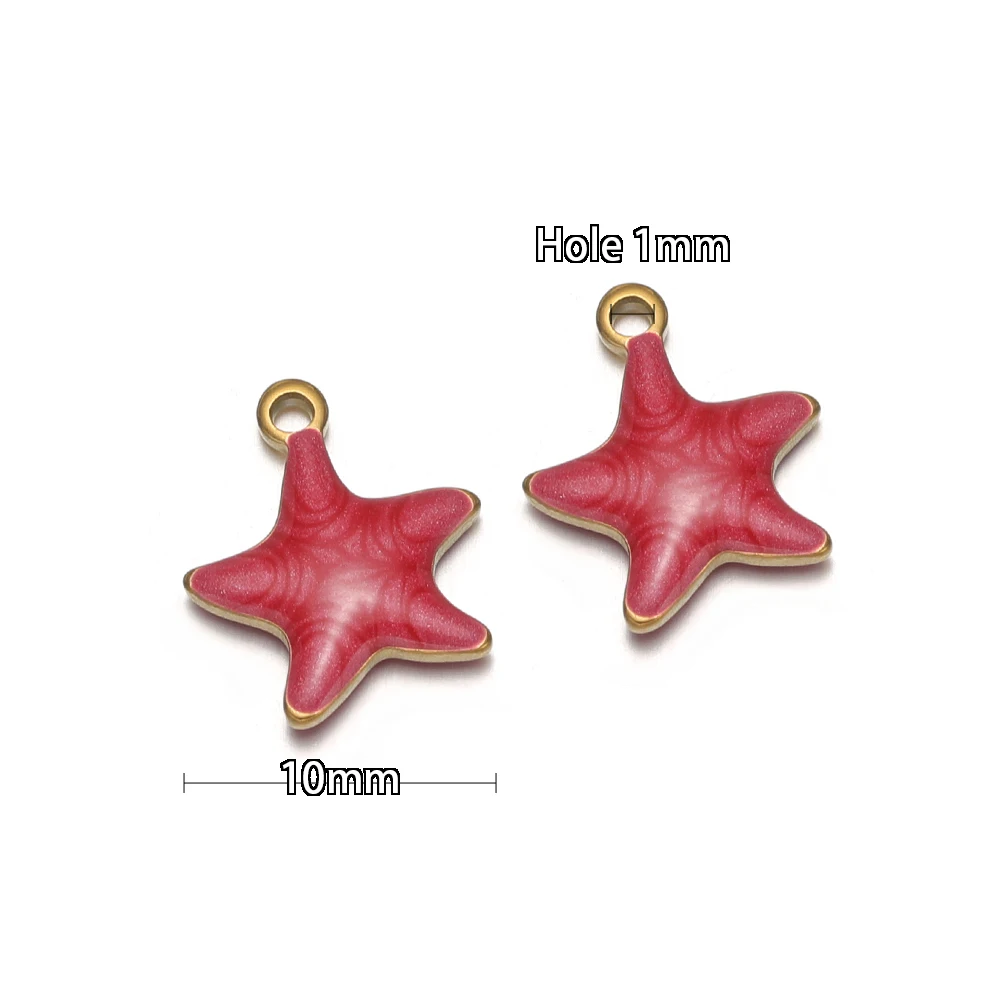 20 Stück Edelstahl-Emaille-Stern-Anhänger für Damen und Mädchen, Niedliche Armband-Dekoration, Sommer-Halsketten-Charms, DIY-Schmuckzubehör – Detail 3