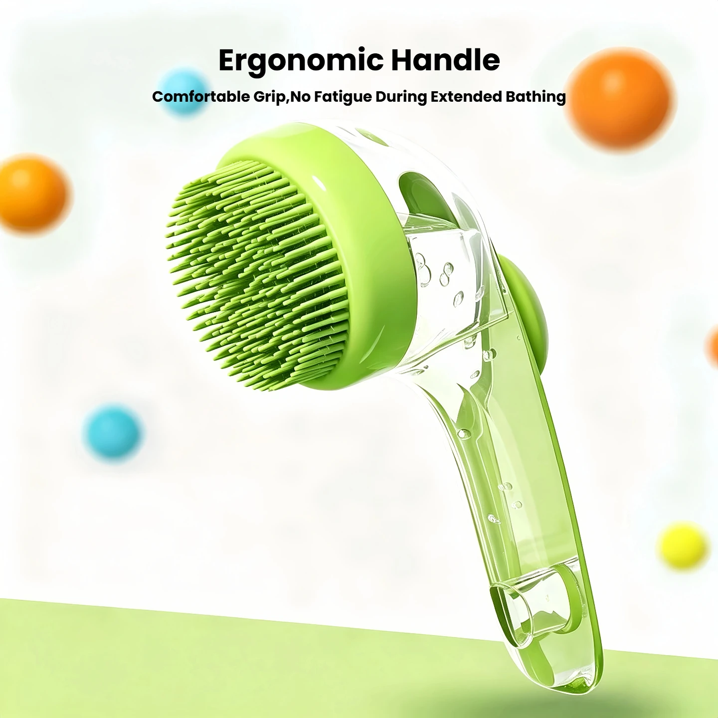 Long Handle Liquid Adding Bath Brush Dog Cat Head Massage Cleaning Tool