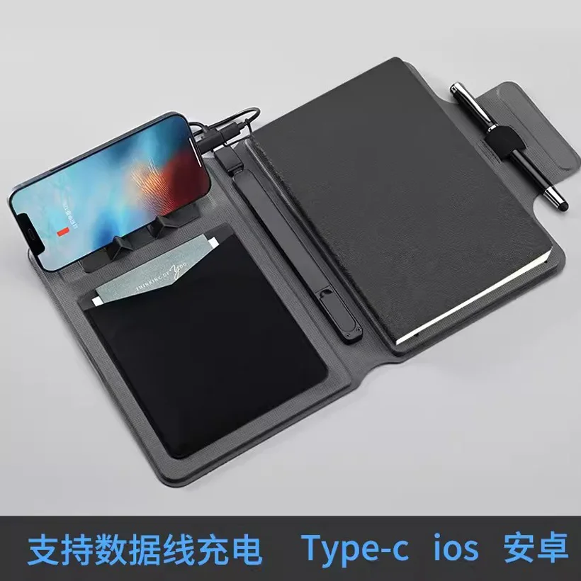 

New creative A5 senior PU leather business padfolio travel notebook planner with refilled memo pad mobile rack passport bag