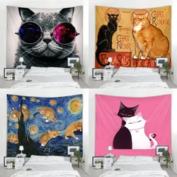 Tenda per coperta d'arte appesa a casa camera da letto soggiorno divertente decorazione per arazzi da parete per gatti