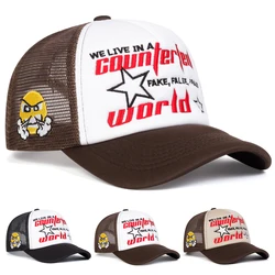 Unisex Pentagram Star World Embroidery Baseball Net Caps Spring and Summer Outdoor Adjustable Casual Hats Sunscreen Hat