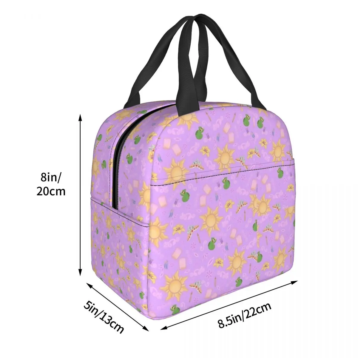 Rapunzel Pattern Lunch Bags Insulated Bento Box Portable Lunch Tote Resuable Picnic Bags Cooler Thermal Bag for Woman Children