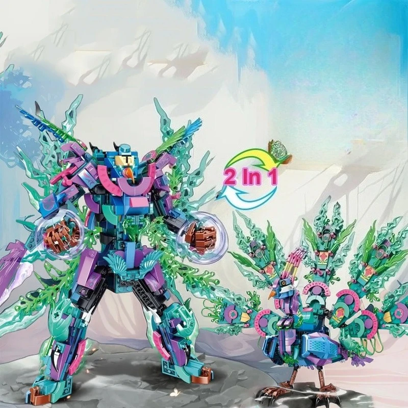 

Dual-Transformation Animal/Mecha Model Building Blocks Chinese Style Beast Collectible Assembly Phoenix/Peacock MOC Bricks Gifts