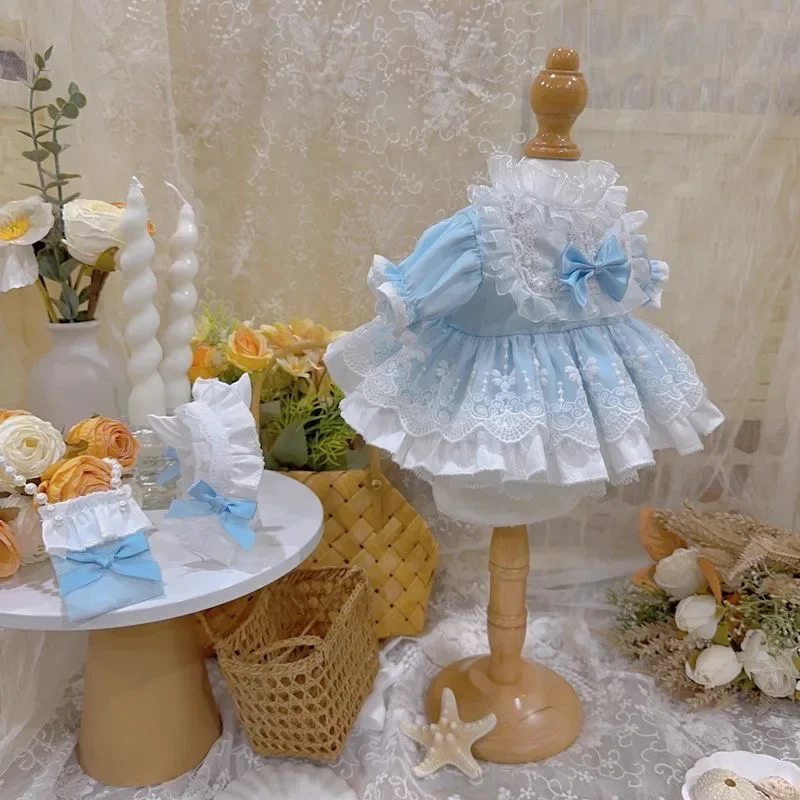 Robe ciel bleu, vêtements de poupée en coton de 20cm, robe de poupée de 10mm, jupe de poupée reborn de 50cm