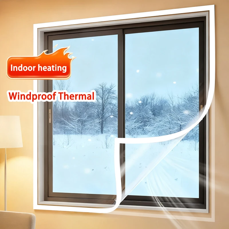 1-Pack Transparent EVA Winter Curtain Thermal Insulated,Windproof & Dustproof, Easy Hook & Loop Installation for Home & Bedroom