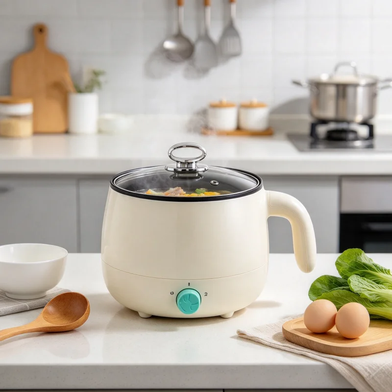 220V Multifunctional Mini Electric Cooking Pot Non-stick Liner Electric Hot Pot Low Power Dormitory Cooker for Boil Fry Stew