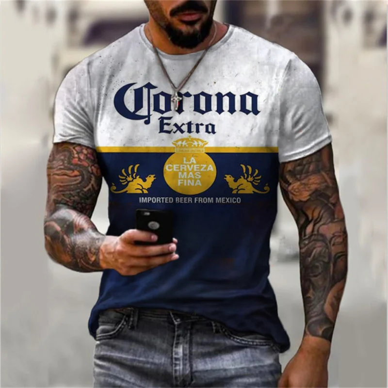 New 2022 Summer Man Fashion T shirt Harajuku Men's Corona 3D Printing Casual Sports T-shirt O-neck Short Sleeve Tops Men Clothes