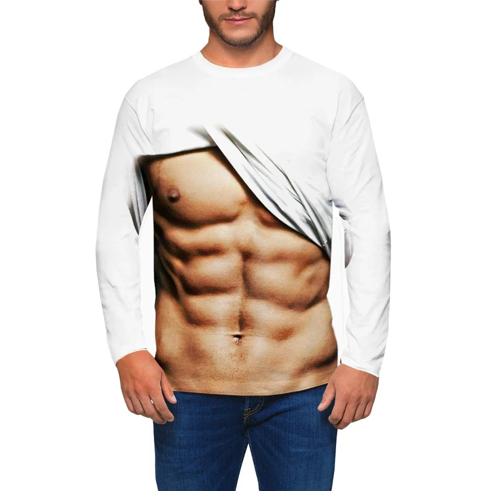 

Comfy Fashion Spring Print Long Sleeves Male Crew Neck Top Casual Top Crew Neck Men Clothing Print Long Sleeve