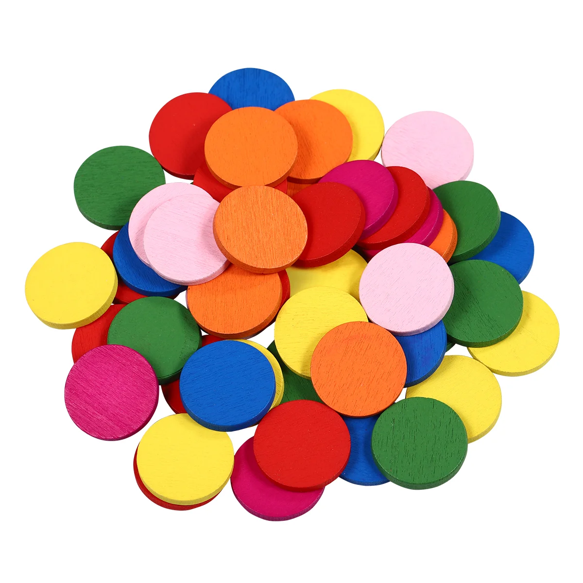 

Round Wood Pieces Colorful Wooden Slices Wood DIY Craft Disc Learning Tools Pupils Mathematics Teaching (Mixed Color)