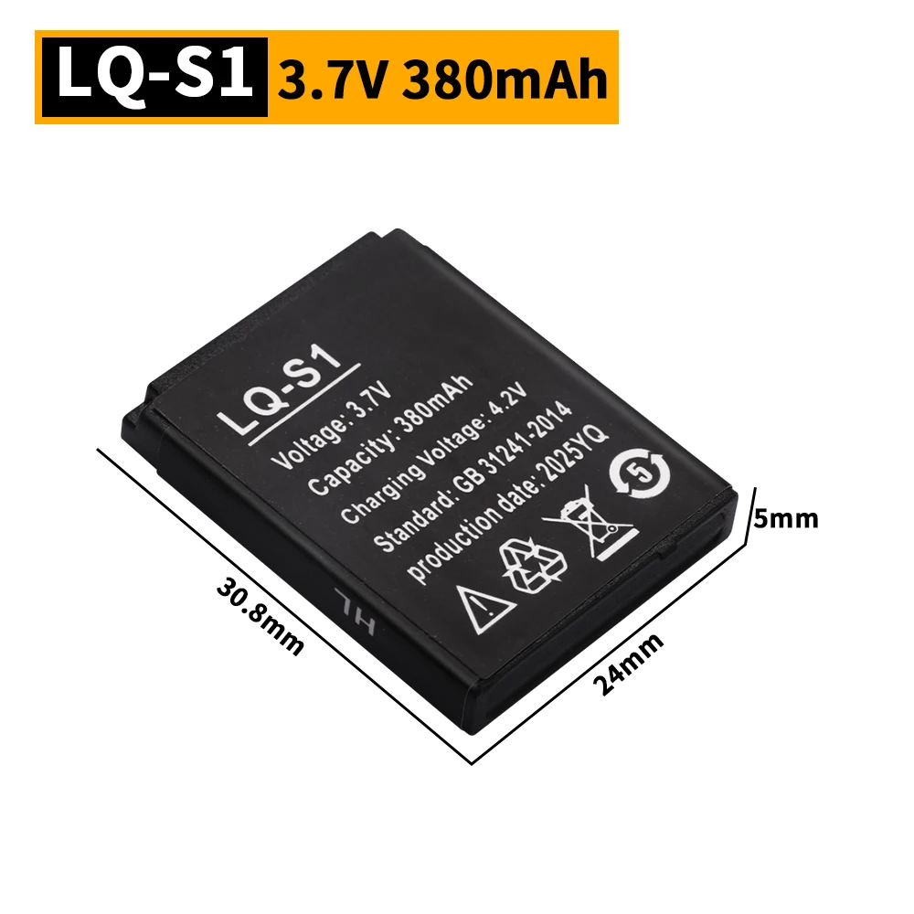 3,7 В LQ-S1 380 мА Батарея для умных часов Прочная литиевая аккумуляторная батарея SmartWatch для DZ09 W8 A1 QW09 KSW-S6 RYX-NX9
