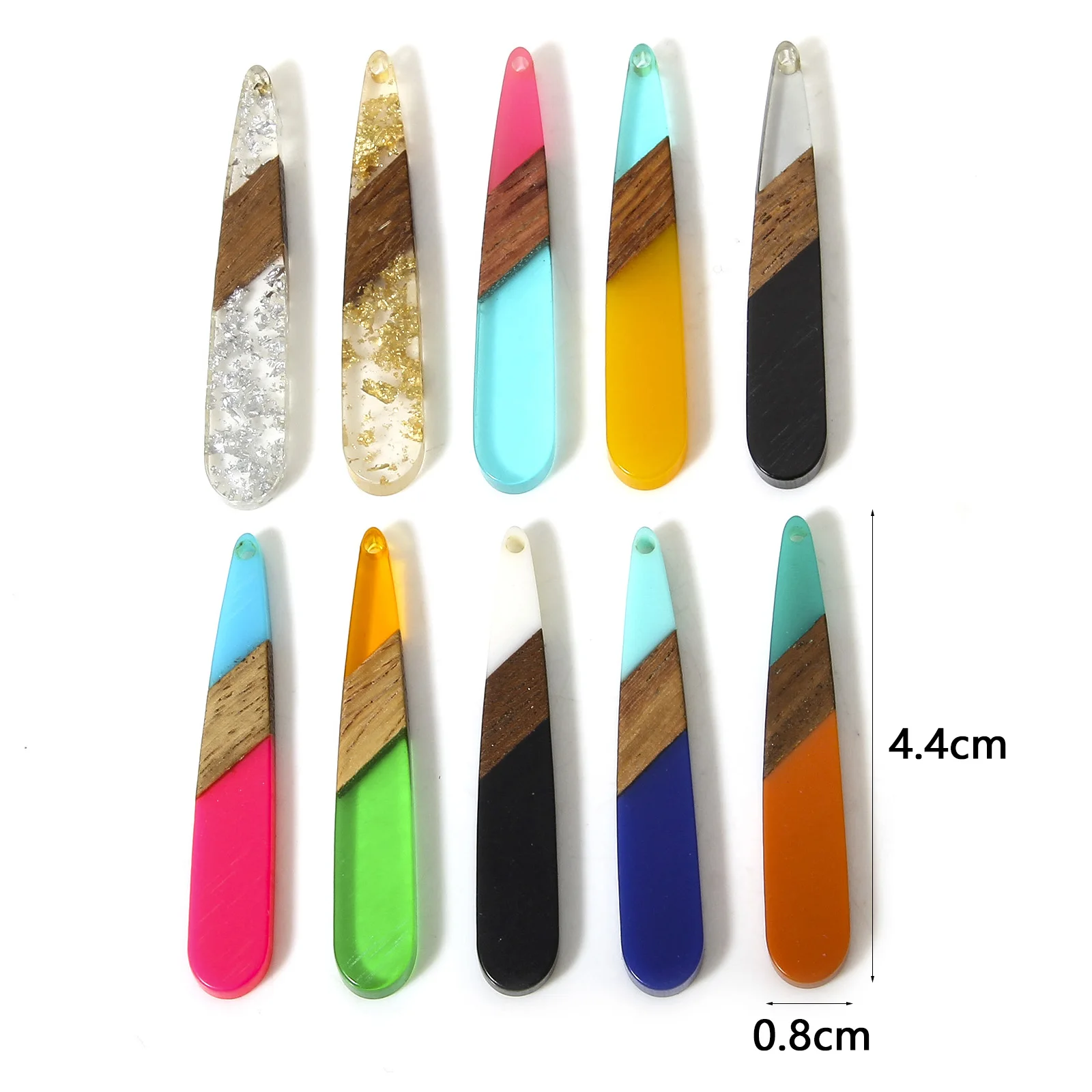 5 PCs Resin & Wood Wood Effect Resin Pendants Multicolor Drop 4.4cm x 0.8cm