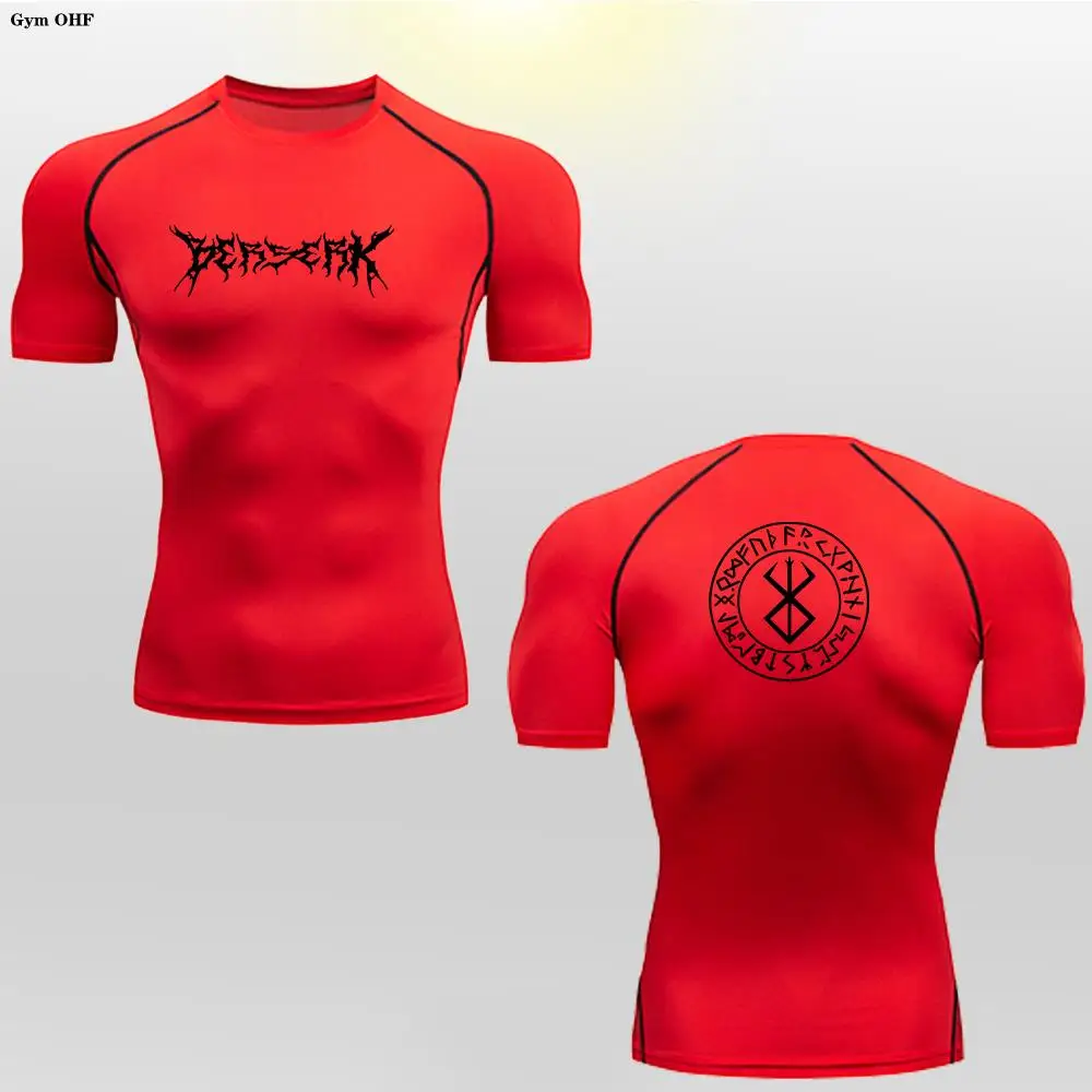 Fitness Sport T-shirty z motywem koszulka kompresyjna z motywem Anime szybkoschnąca koszulka trening gimnastyczny oddychający Top Rashgard MMA