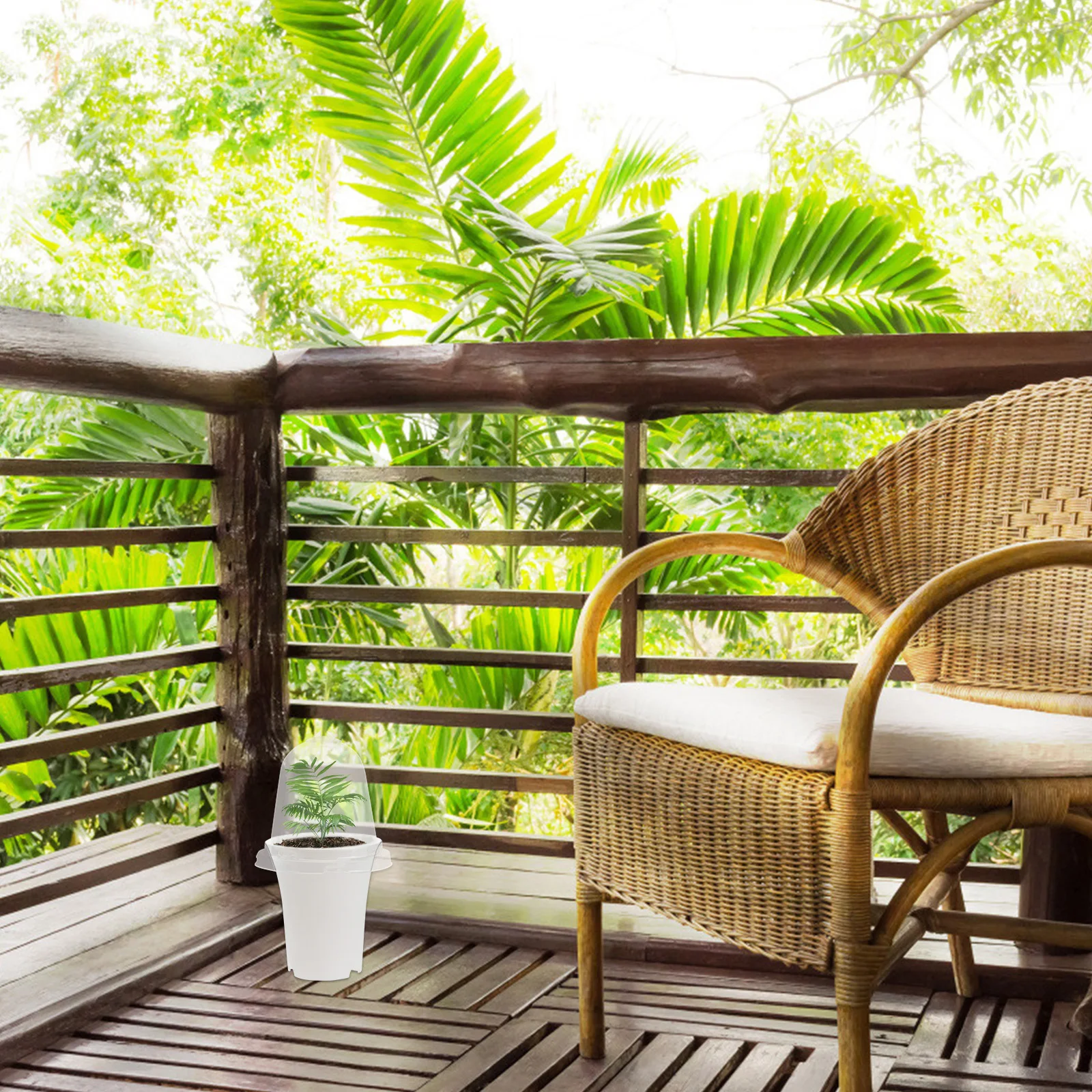 

2Pcs Plastic Flowerpot Set Sturdy Succulent Air Inlet Drainage Hole Garden Planting Pots Flowerpot with Lid