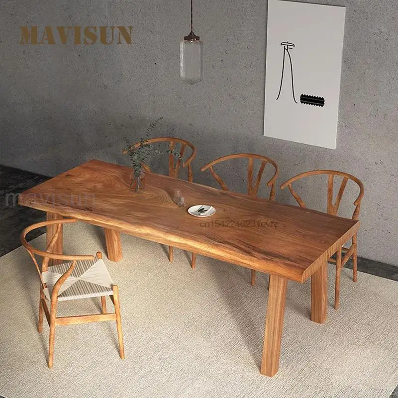 

Solid Wood Dining Table Home Garden Classical Style High Quality Small Apartment Modern Simple Yellow Northern Europe Furniture