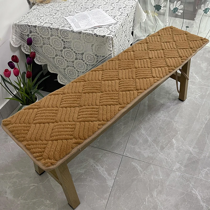 

Plush Jacquard Long Bench Cushion Cover Autumn Winter Thickened Non-slip Canteen Restaurant Wooden Bench Seat Pad Stool Mat