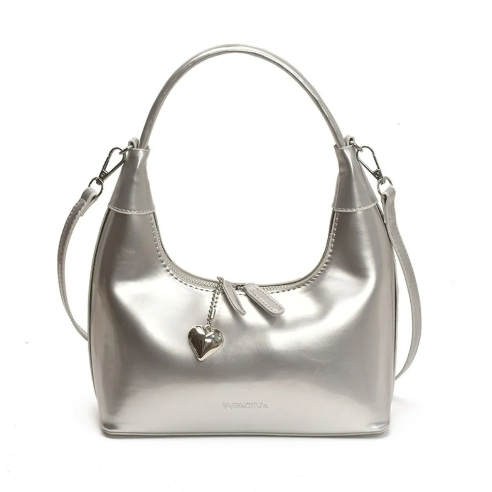 

Корейская сумка через плечо из искусственной кожи с подвеской в виде сердца, сумка для пельменей, корейская сумка для подмышек, большая вместительная женская сумка из искусственной кожи