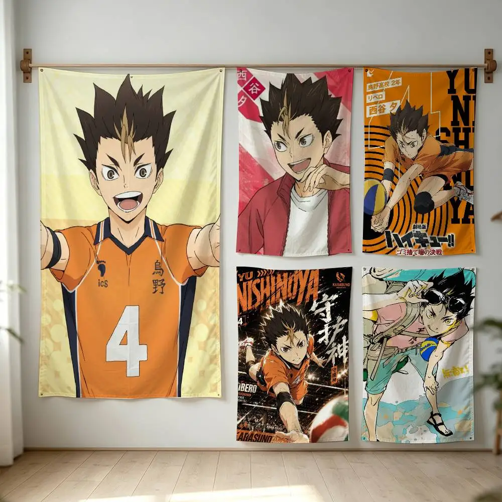 H-Haikyuu Y-Yuu Nishinoya Flag Digital Printing Banner for Garage Wall Out Door Decoration