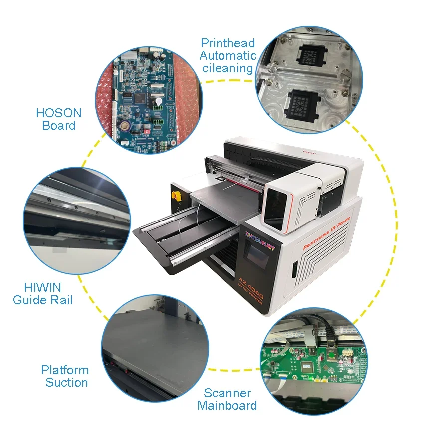 Small A2 Flatbed UV Dtf Inkjet Printer for Phone case Glass Bottle Pen PVC Acrylic Ceramic Wood Metal UV Effect Printing Machine view 4
