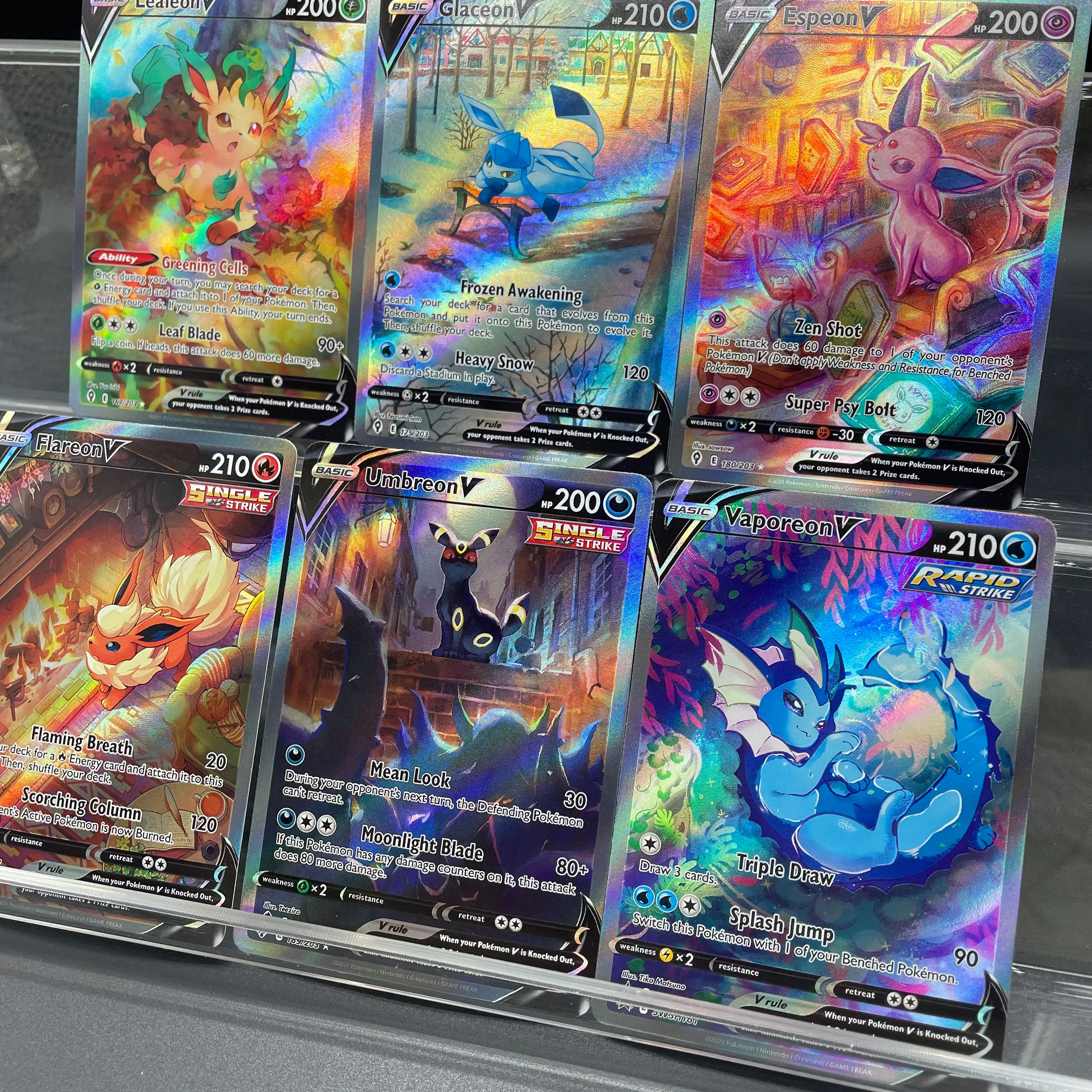 1 قطعة لتقوم بها بنفسك PTCG Eeehrutions النسخة الإنجليزية Leafeon Glaceon Flareon Umbreon Vaporeon الانكسار اللون فلاش جمع بطاقة #4