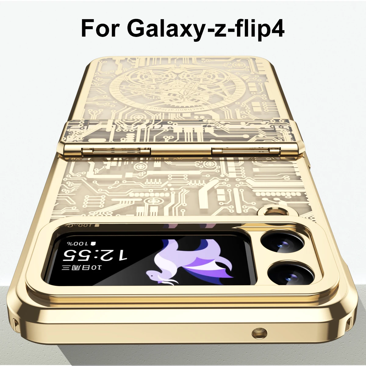 For Samsung Galaxy Z Flip 6 5 4 3 Case Mechanical Electroplating Transparent Hinge Protection Anti-drop Cover For Z Flip5 Flip4