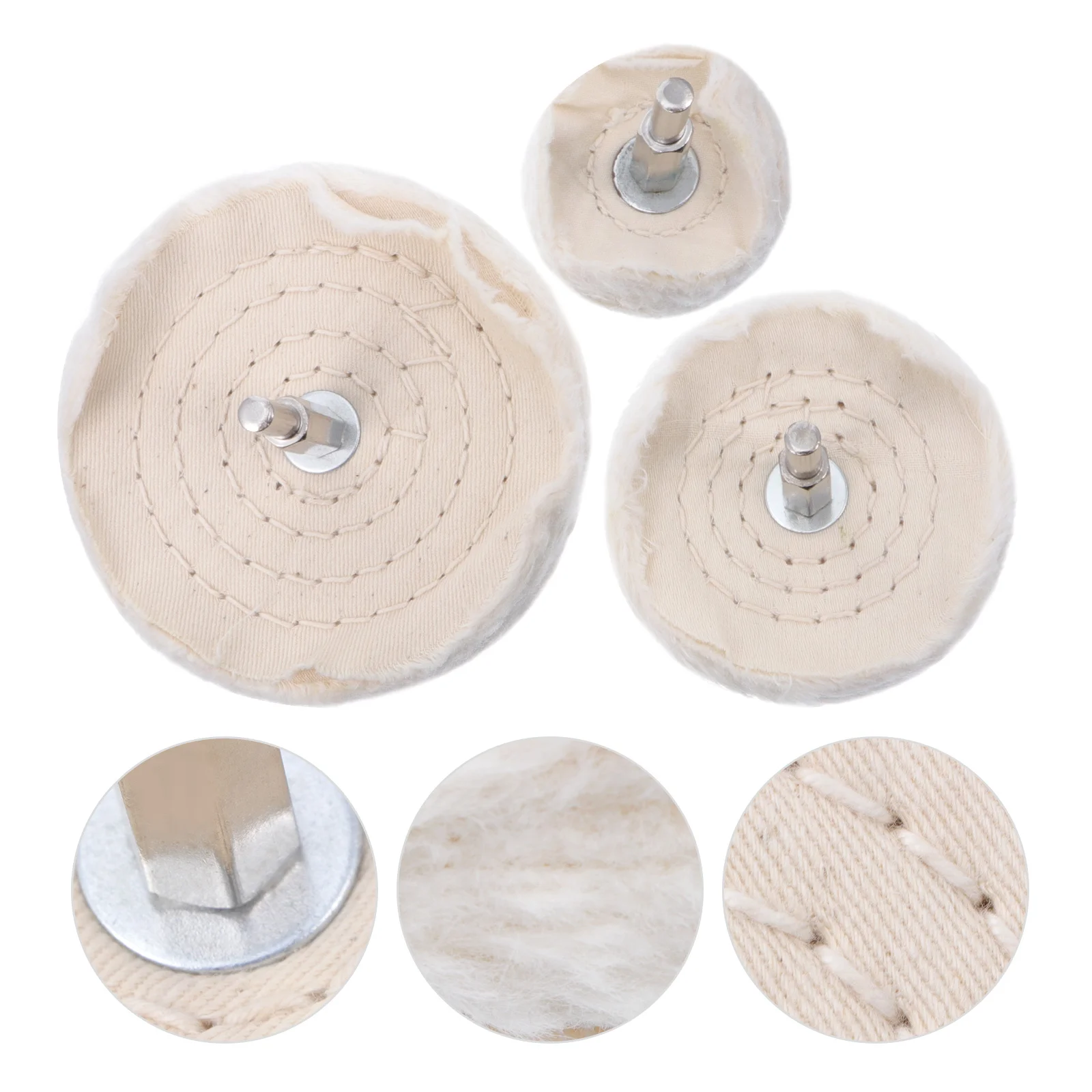 

3 Pcs White Cloth Wheel Drill Tool Polisher Equipment Buffing Mop Kit Concrete Polishing Pad