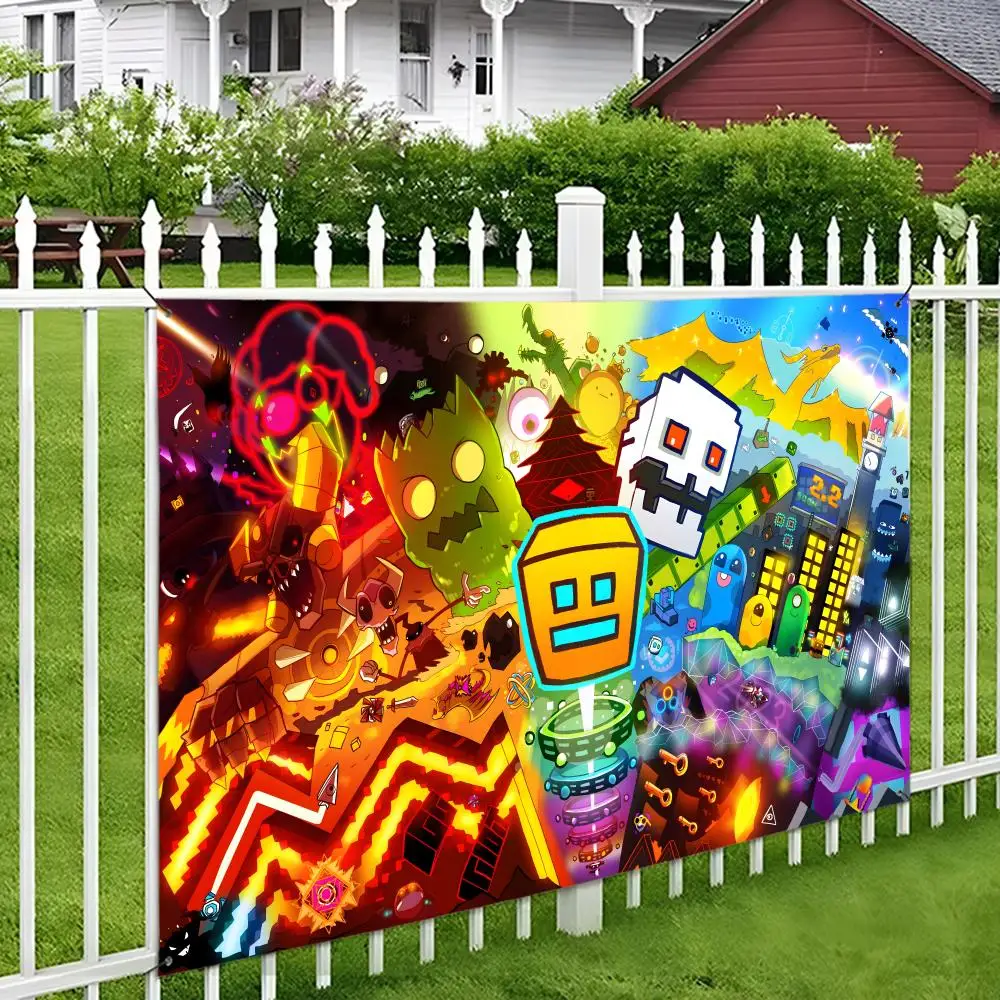 Geometry Dash Flags Wall Hanging Tapestry Outdoor Decorative flag Background Blanket