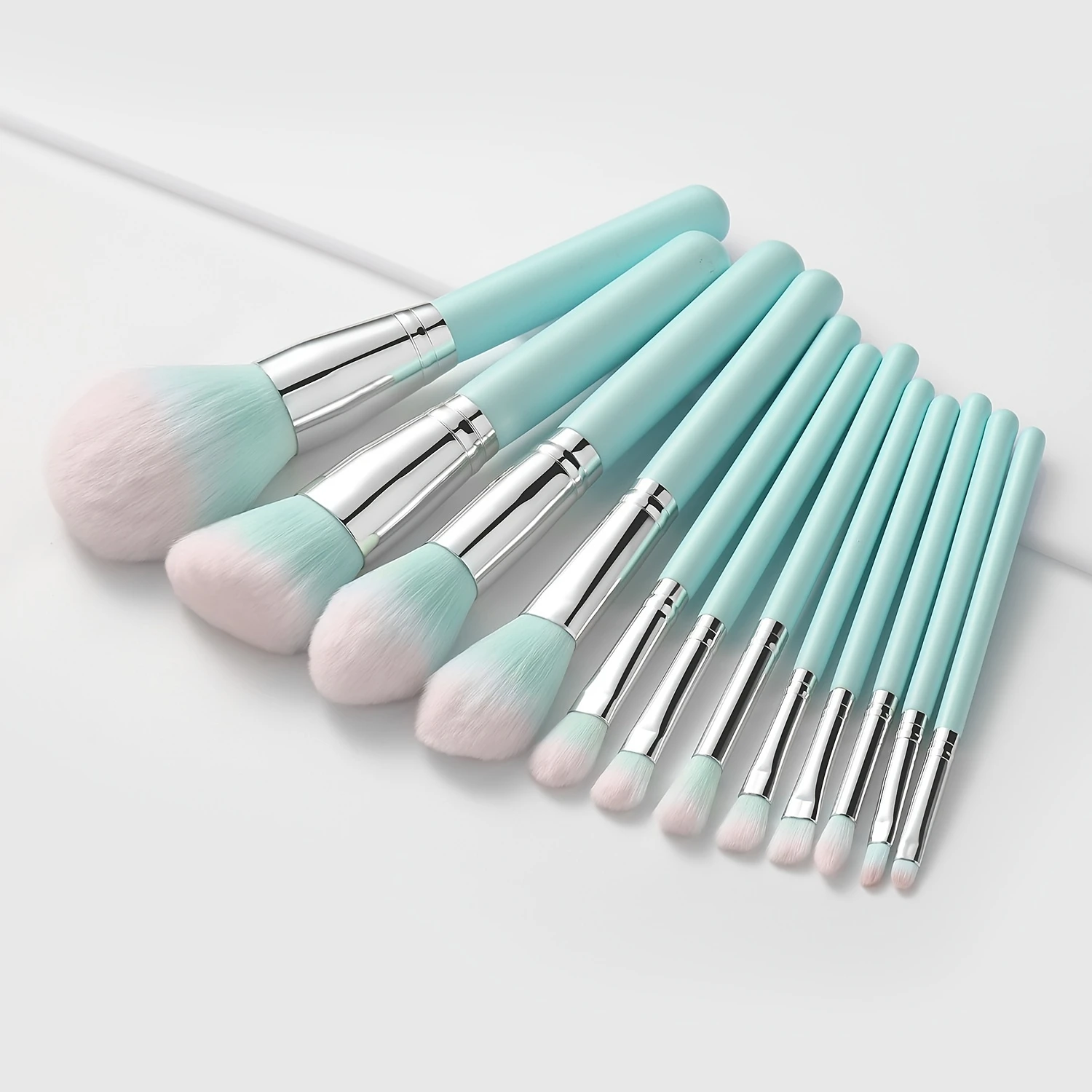 Blue Handle Makeup Brushes Set with Bag - Powder Foundation Blending Eyebrow Brush Tools