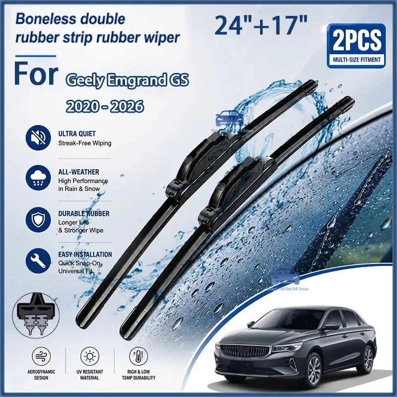 

Front Wiper Blades For Geely Emgrand GS 2020 - 2026 Windshield Windscreen Window Car Rain Brushes 24"+17" Modification Parts