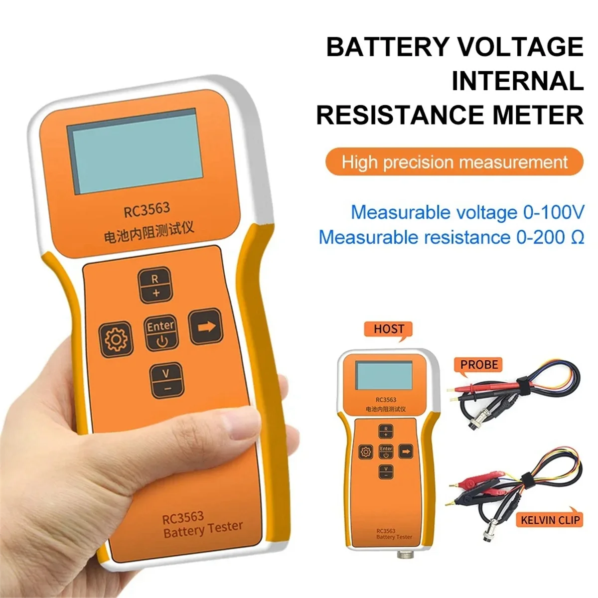 【BAAZ Rápido】 Medidor de resistência interna da bateria RC3563 18650 Medidor de resistência interna da bateria de lítio de tensão de alta precisão, A
