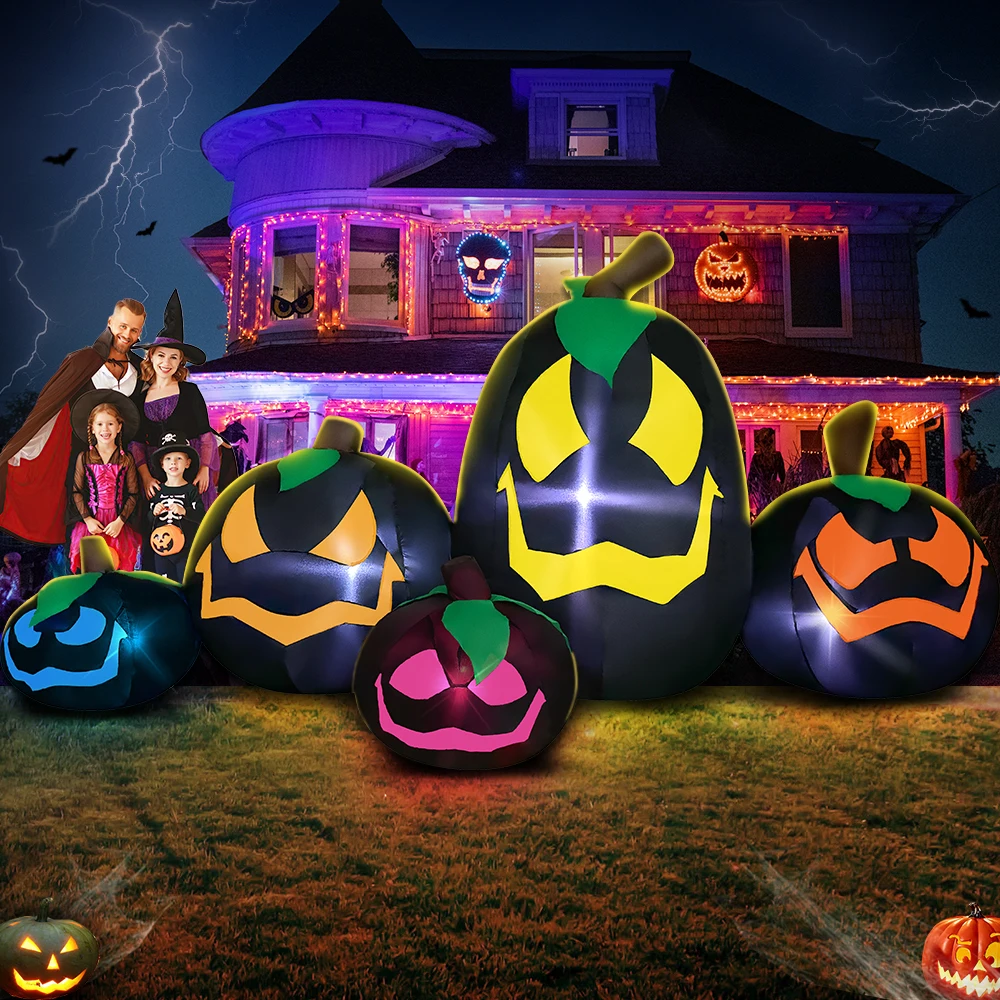 

New Home Outdoor Halloween Pumpkin Ghost Witch Inflatable Decoration Arch Blow Up Yard Props for Holiday Party Garden With Led