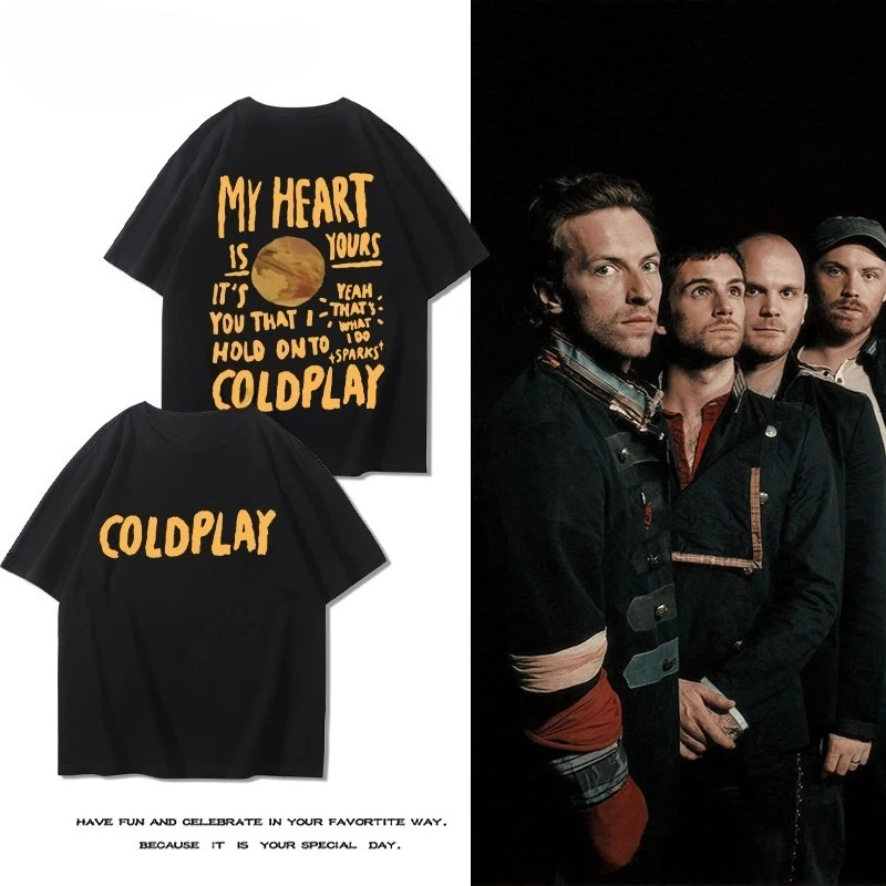 

Cold Band Short Sleeved Men's and Women's Summer Classic Rock Punk High Street Vintag Pure Cotton T-shirt Trend Play