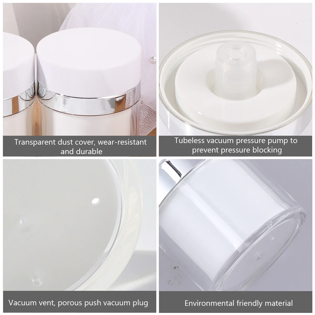 

2PCS Makeup Cream Bottles Vacuum Design Bottle Cosmetics Storage Containers for Women Ladies (50g)