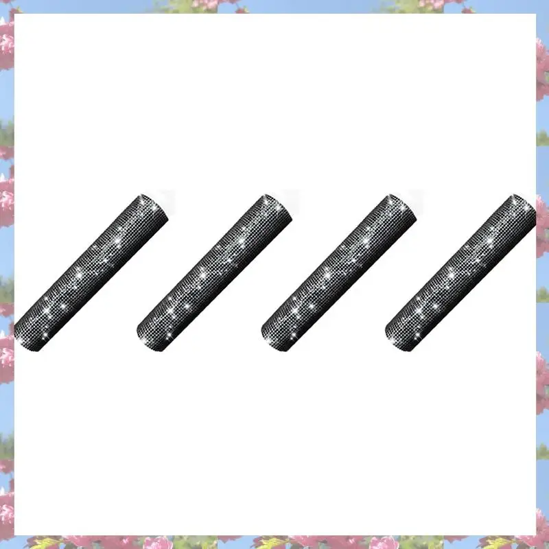 

4X Mic Handle Cover,Sparkly Bling Rhinestones Mic Handle Sleeve For Party&TV Show,For Most Wireless Microphones, Black