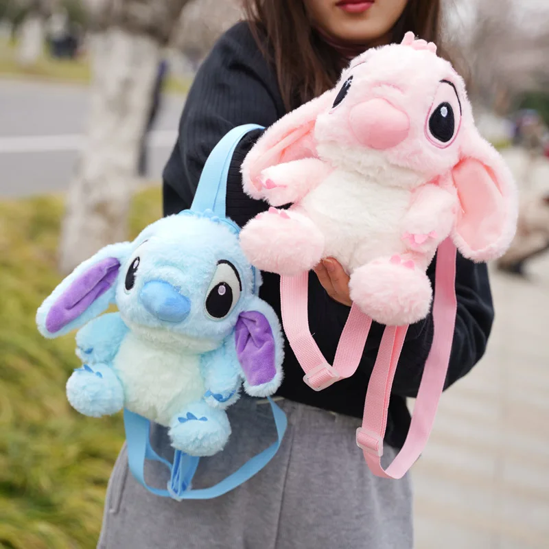 Lilo&Stitch Stitch Plush Backpack Blue Pink Cute Cartoon Skin Friendly Soft Outdoor Backpack Lightweight Children Birthday Gifts