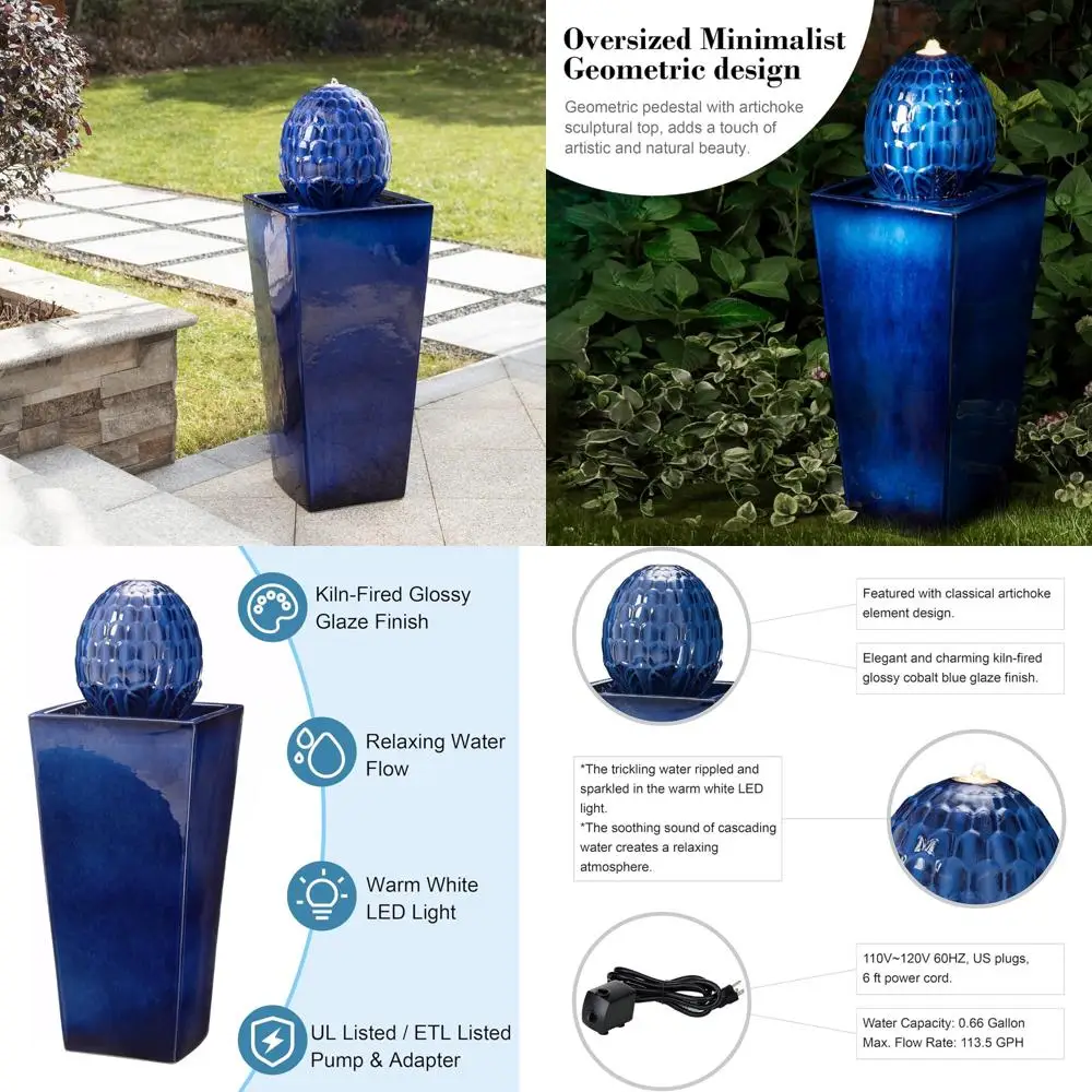 

Керамический уличный фонтан со светодиодной подсветкой, большой фонтан в искусчеобразном стиле с погружным насосом