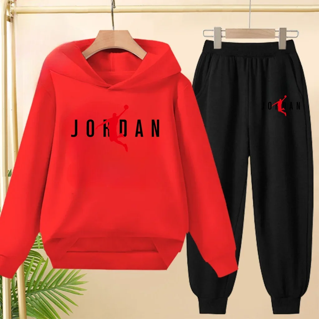Children's Sportswear Set with Hoodie Sweatshirt And Long Pants Suitable for Kids Aged 3-13 Years Old for Engaging in Sports