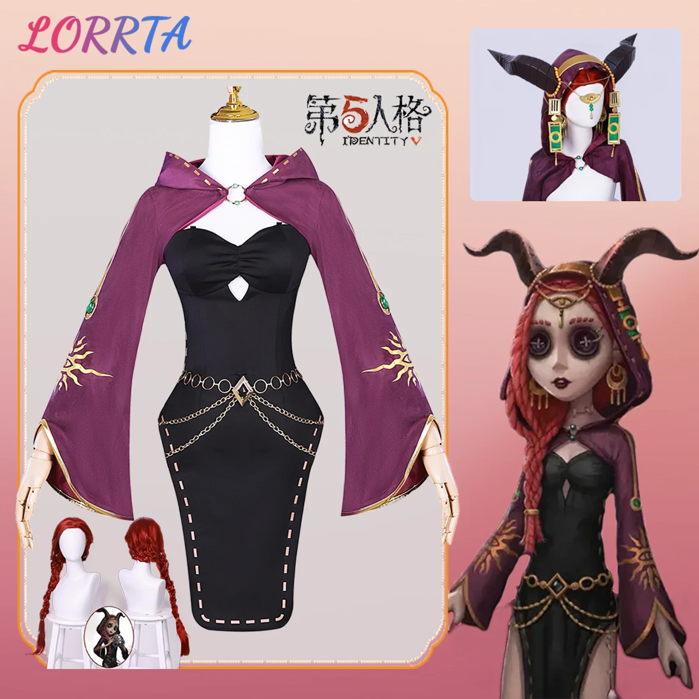 

Fiona Gilman Cosplay Costume Game Identity V Priestess Cosplay Dress Wig Full Set Halloween Carnival Party Uniform for Women