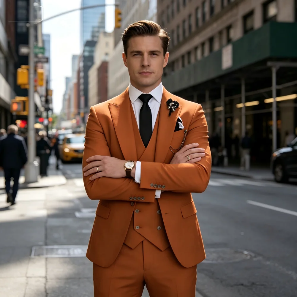 

Men's 3 Piece Wedding Dress Suits Slim Fit Peak Lapel Groom Tuxedos Party Formal Suit For Groomsman Suit (Blazer+Vest+Pants)