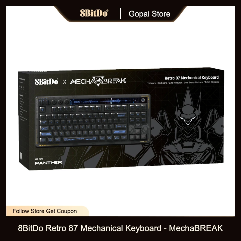 8BitDo Retro 87 Mechanical Keyboard - MechaBREAK，Bluetooth/2.4G/Wired，Hot Swappable Gaming Keyboard For PC Windows 10 ,Android