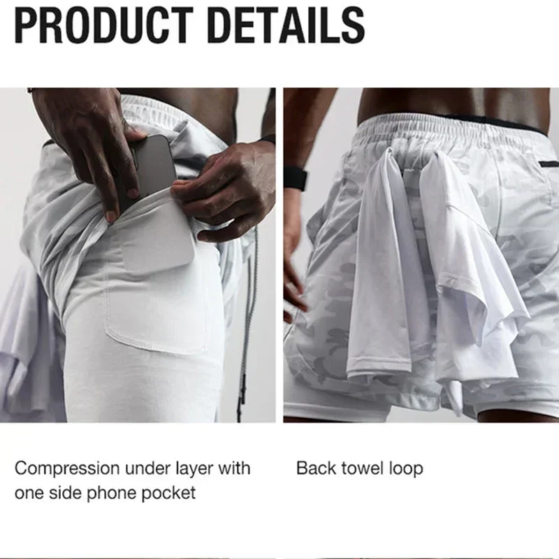 Anime IPPO Print 2 in 1 Compression Shorts for Men Athletic Performance Gym Shorts with Pockets Quick Dry Fitness Workout Boxing