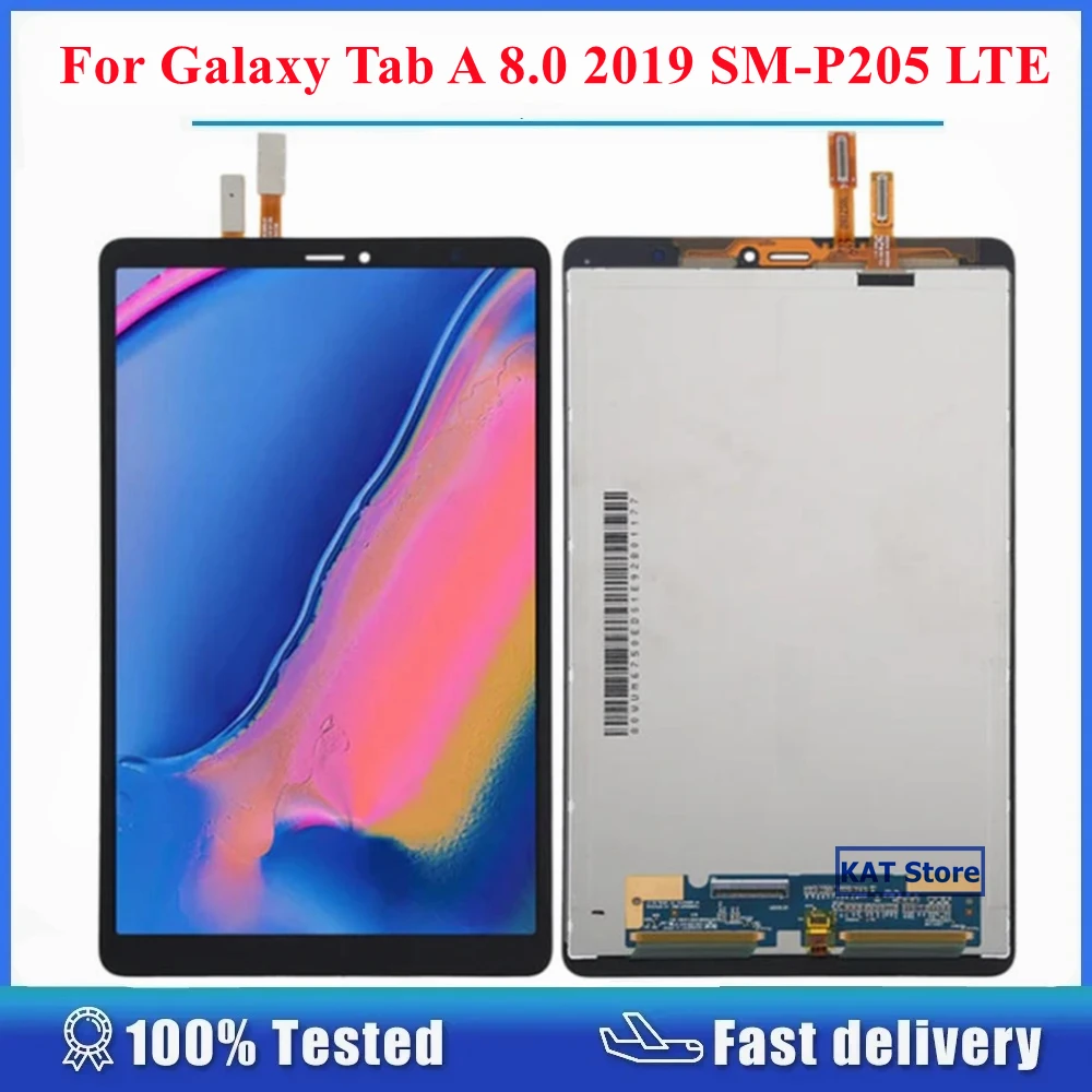 

Совместим с Samsung Galaxy Tab A 8.0 2019, SM-P205 LTE P205, ЖК-экран, сенсорный дигитайзер, полная замена в сборе