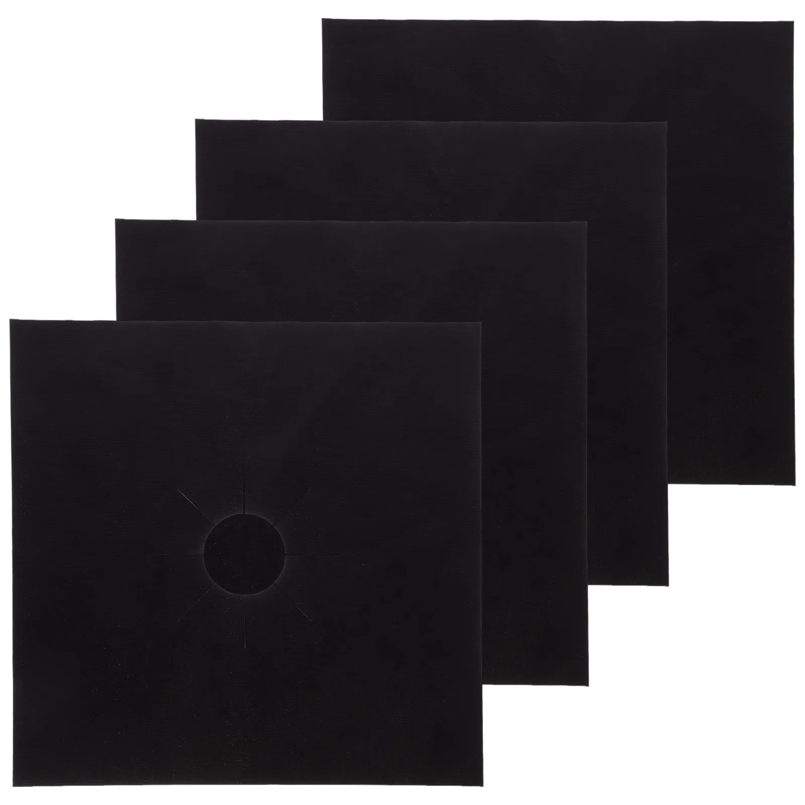 4Pcs Gas Stove Burner Liner Covers Black Reusable Heat Resistant Stovetop Cover Liners for Home Kitchen Use Stove Cover