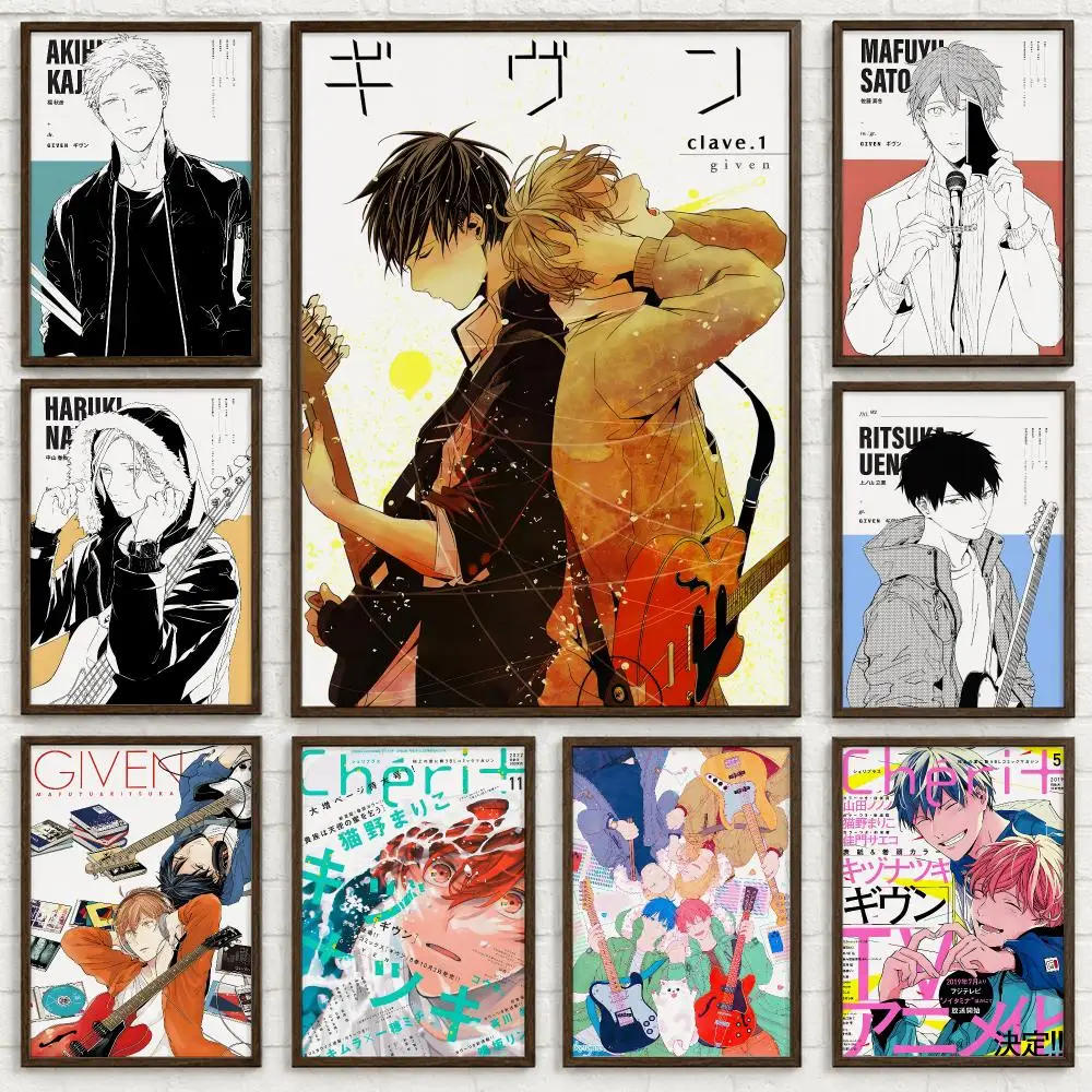 BL Anime GIVEN Poster Self-adhesive Waterproof Paper Sticker Art Coffee House Bar Room Wall Decor