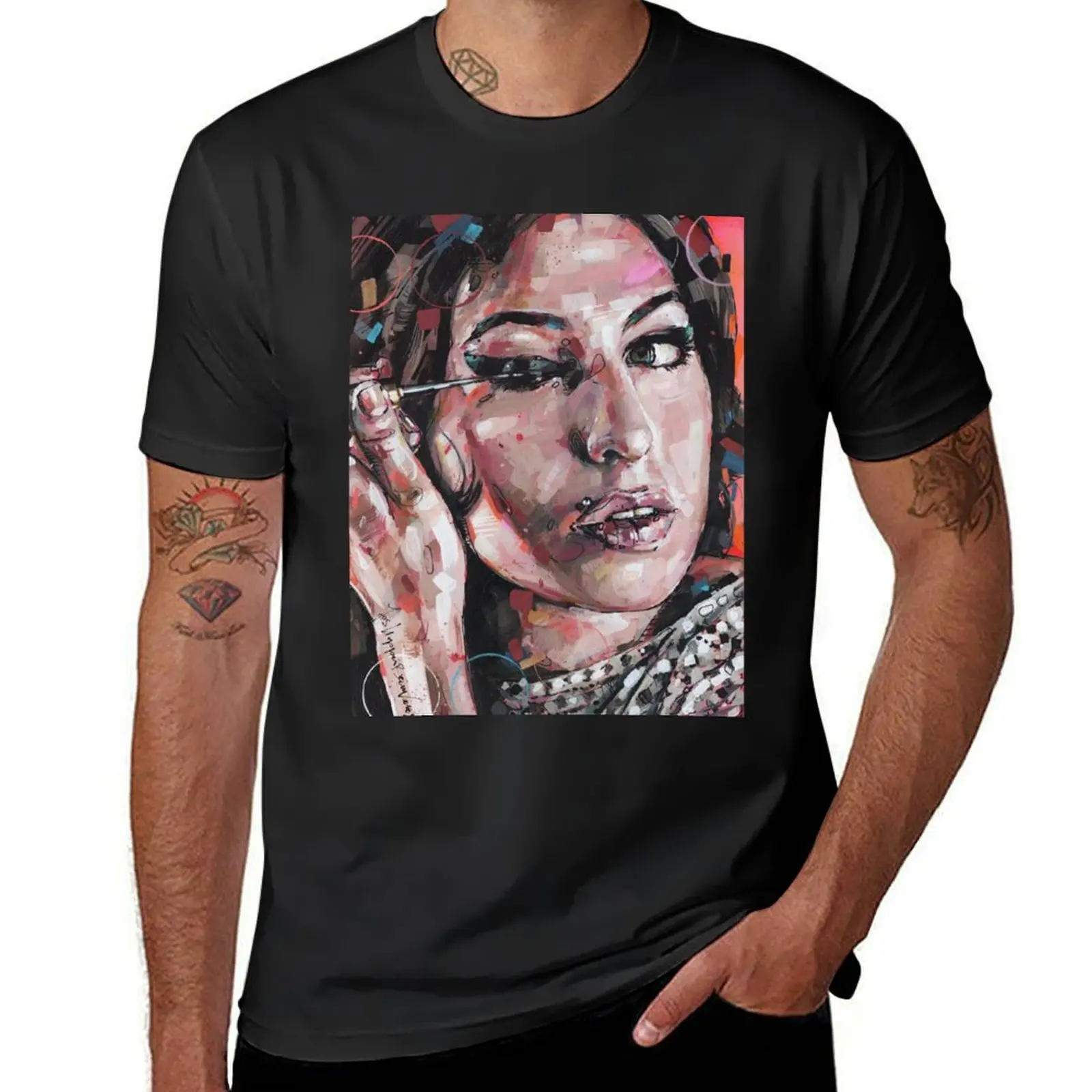 Amy Winehouse painting T-Shirt plus sizes Aesthetic clothing mens graphic t-shirts funny